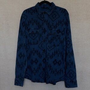 Lucky Brand Men's Aztec/Southwestern Geometric Button Down Shirt in Deep Indigo